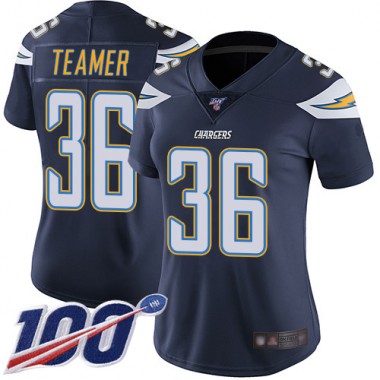 Los Angeles Chargers NFL Football Roderic Teamer Navy Blue Jersey Women Limited #36 Home 100th Season Vapor Untouchable->los angeles chargers->NFL Jersey
